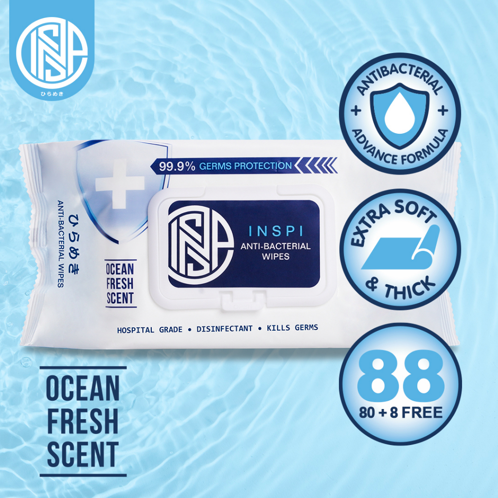 INSPI Antibacterial Wipes Fresh Scent Multipurpose Essential Daily Use