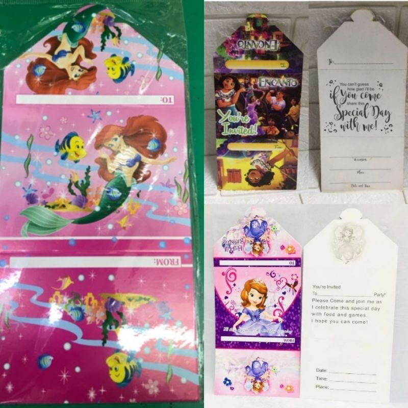 10pcs Sofia The First Invitation Cards Character Encanto Little Mermaid ...