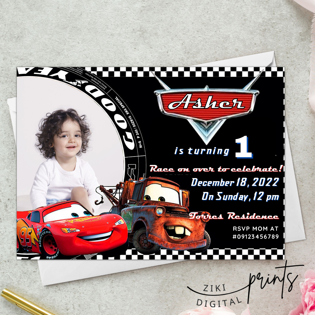 [COD] Cars Cars 2 Birthday / Baptismal / Christening Baptism Invitation