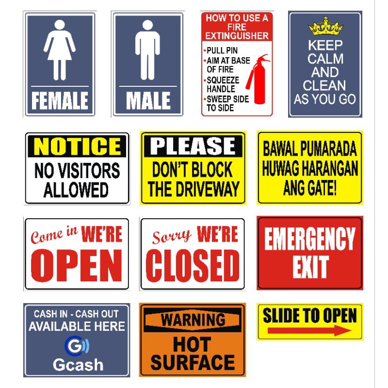 PVC Plastic signage for establishments A4 size male female please don't ...