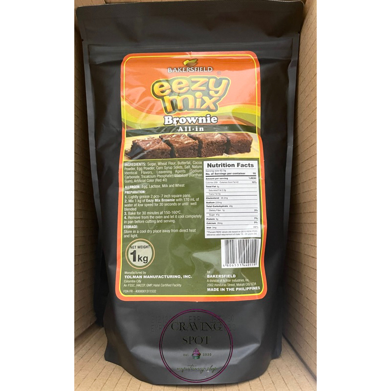 BAKERSFIELD BROWNIE EEZY MIX ALLIN 1Kg/Expiration DateDECEMBER 2023