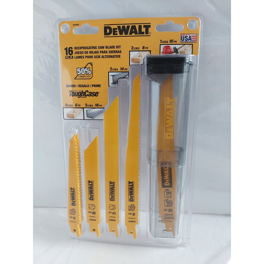 Dewalt Reciprocating Saw Blade Set 16Piece BiMetal with Case NewUSA