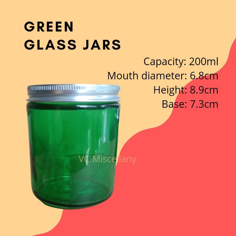 Green Glass Jars with Silver Metal Screw Lid 200ml Shopee Philippines
