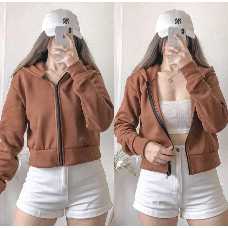 Hoodie jacket hotsell crop top