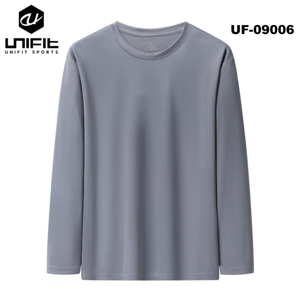 UNIFIT Men's Dri-Fit Casual Long Sleeve Shirts Plain Round Neck Uf ...