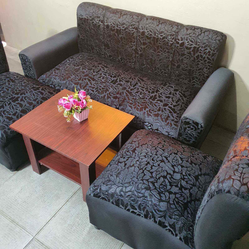 sala set black velvet with center table uratex foam cod !!! | Shopee ...