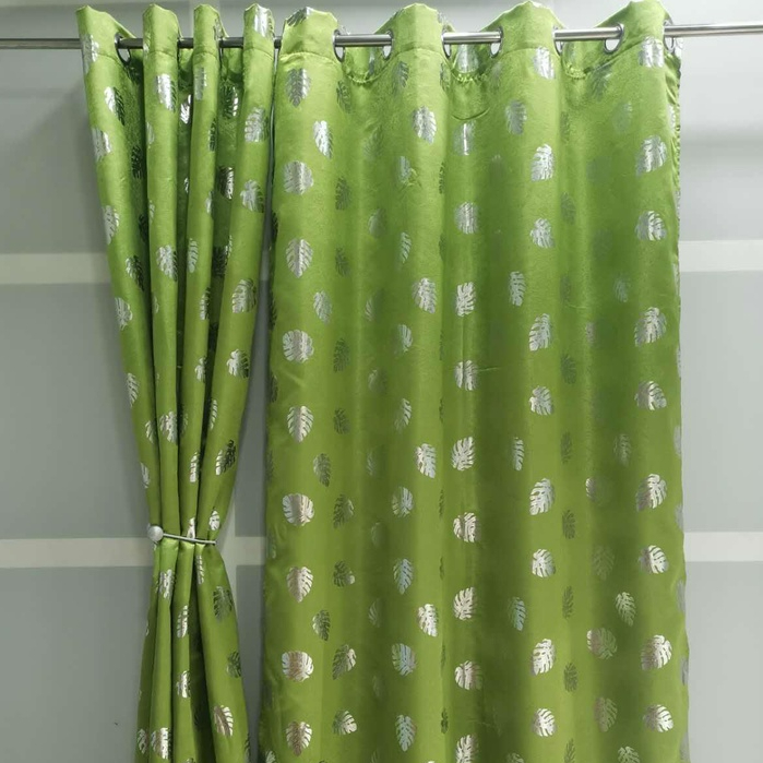 Silver Leaves Printed Blackout Curtains Window For The Bedroom Living