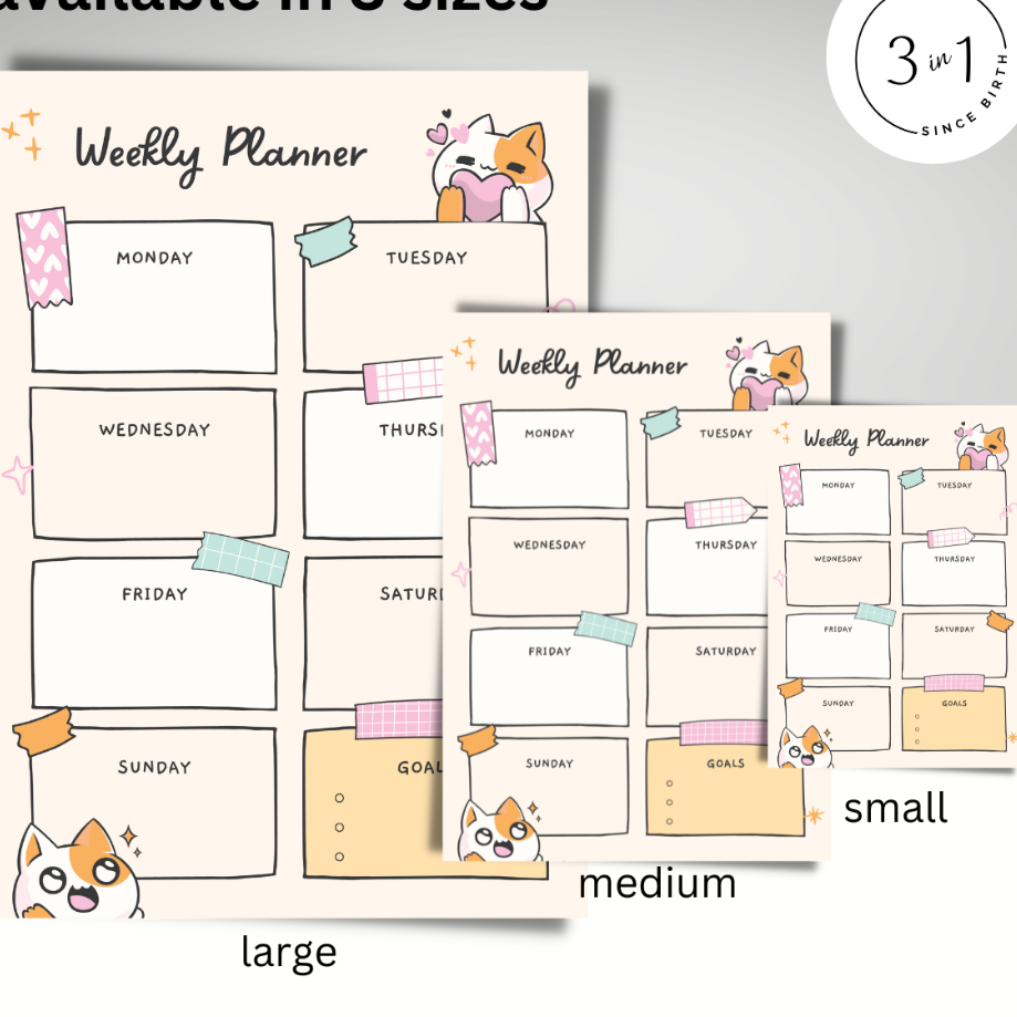 Weekly Planner Cute Cat Notepad | Shopee Philippines