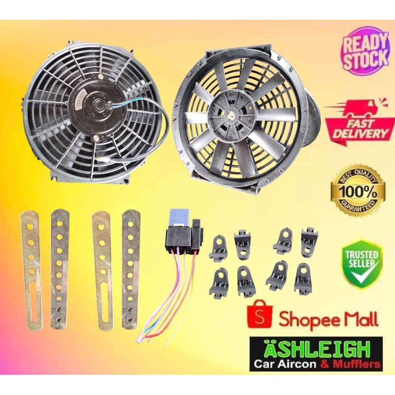 Ashleigh Aux fan Universal 2pcs Condenser Radiator 12v Car aircon parts ...