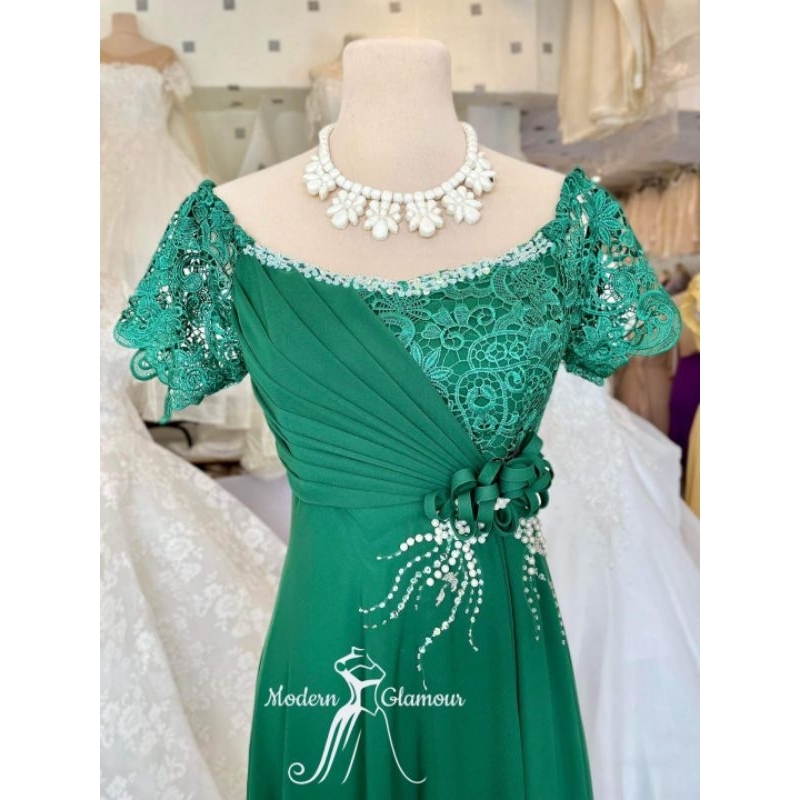 EMERALD GREEN MOTHER DRESS, NINANG GOWN, FORMAL EVENT GOWN | Shopee ...