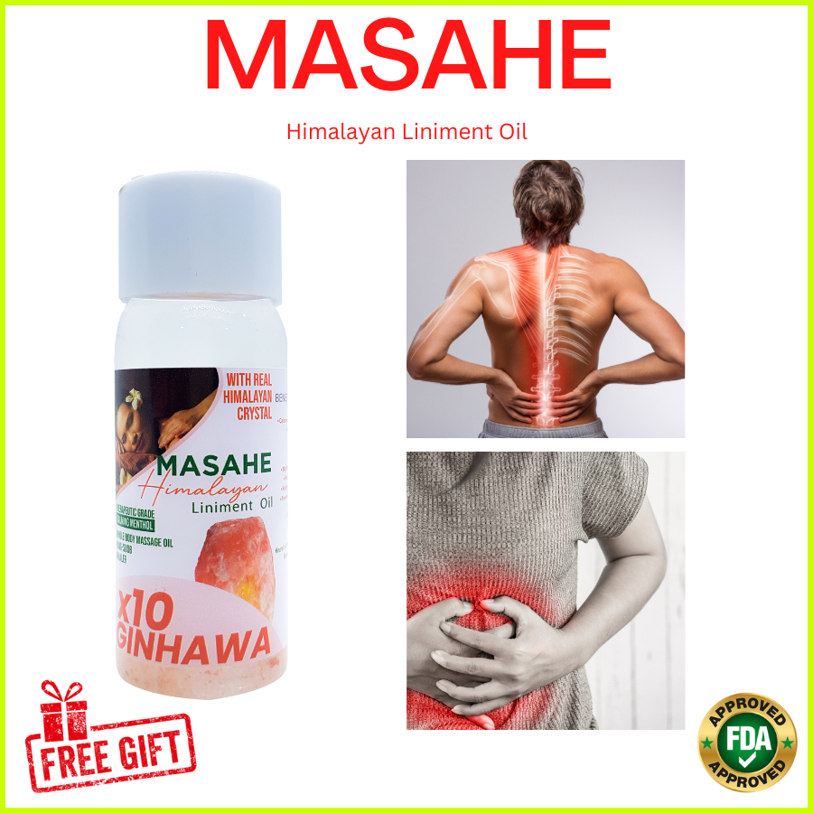 MASAHE HIMALAYAN LINIMENT OIL with Himalayan Salt Crystal Treat Pain