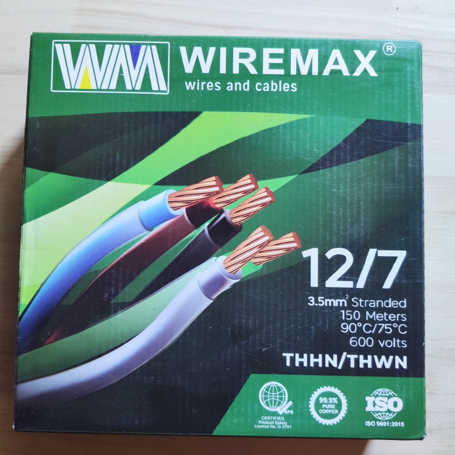 THHN WIRE WIREMAX BRAND 12/7(3.5MM) Stranded Wire 150 METERS | Shopee ...