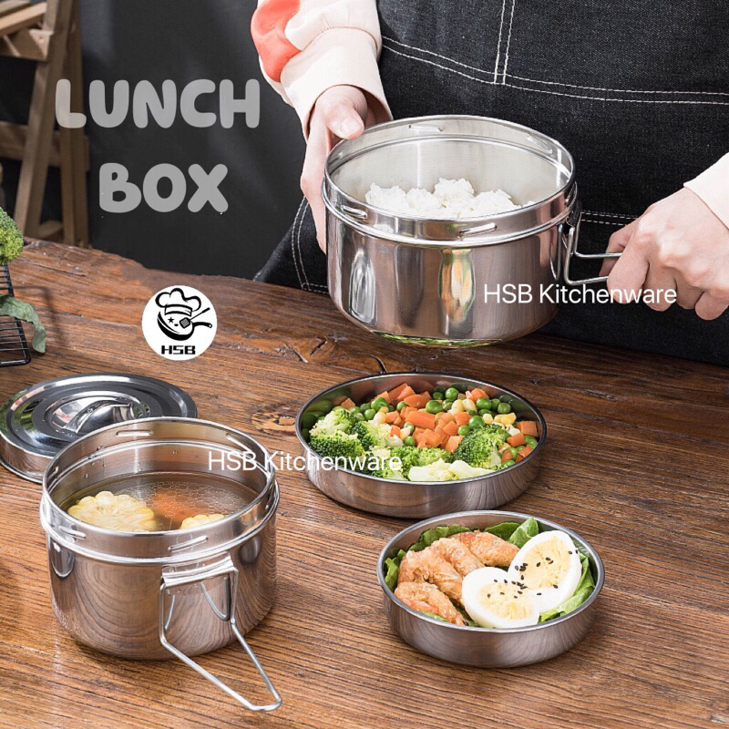 304 Stainless Steel Bento Box Food Box School Lunch Box Canteen D/S44