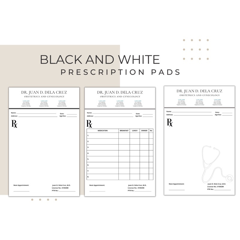 CUSTOMIZABLE RX PAD, PRESCRIPTION PAD, MEDICAL CERTIFICATES, LAB REQ