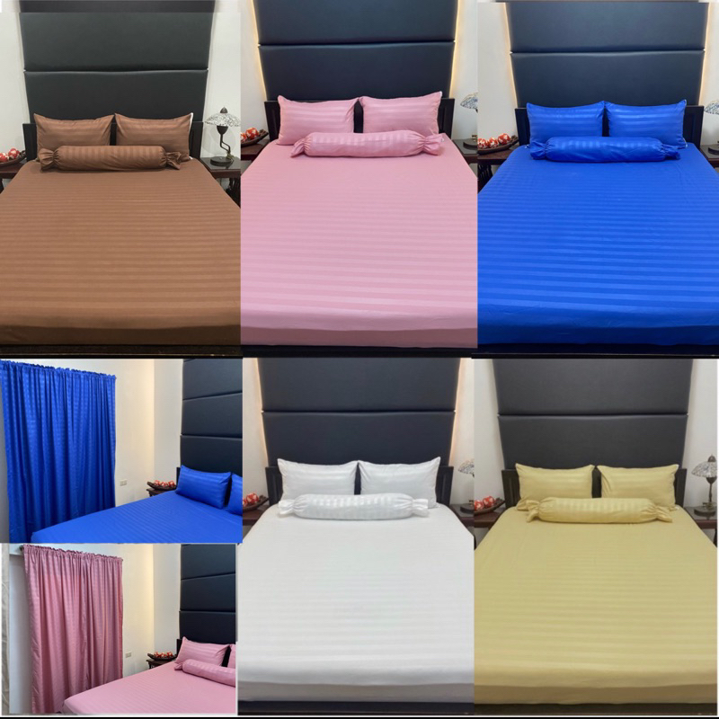 3in1 Fully Garterized Plain Canadian Cotton Bedsheet (Stripe Embossed ...