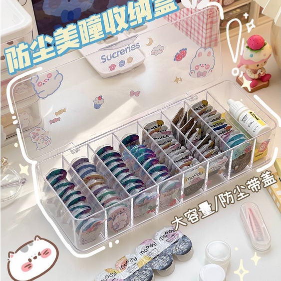 Transparent 8 Grid Desktop Data Line Storage Box USB Cable Organizer ...