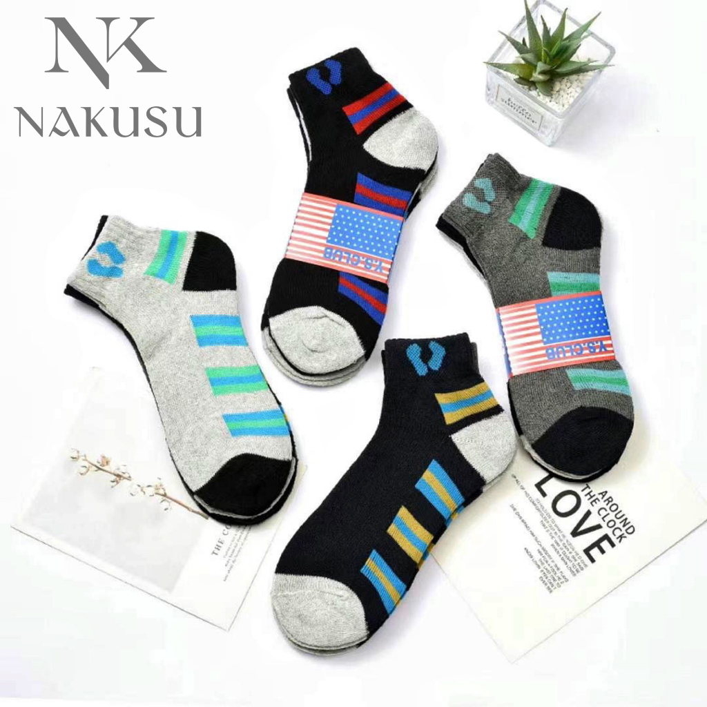 Nakusu 12Pairs Men's Assorted Design Cotton Ankle Sport Socks | Shopee ...