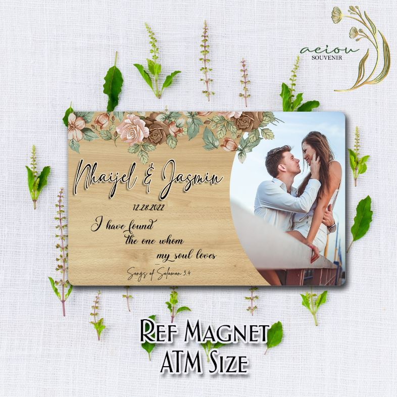 Cheap Wedding Souvenir Free Layout - Ref Magnet - Rustic Wood Brown ...
