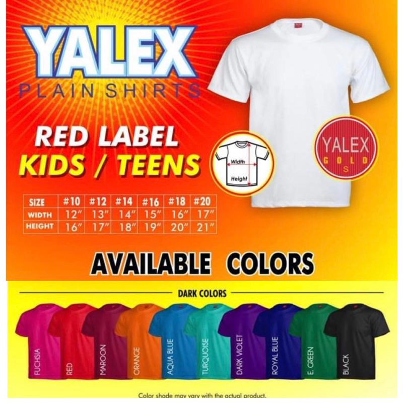 YALEX KIDS / TEENS RED LABEL UNISEX ROUND NECK PLAIN T-SHIRT - Light ...