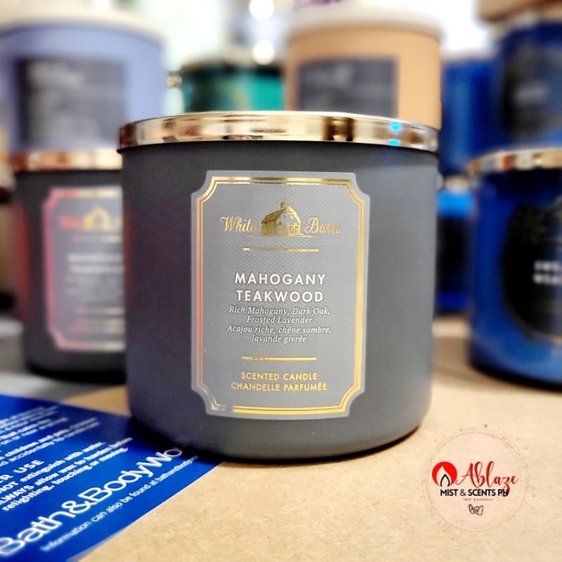 Mahogany Teakwood 3 Wick Candle White Barn by Bath & Body Works
