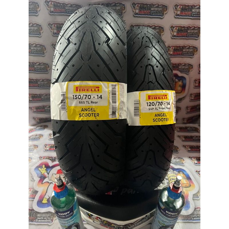 PIRELLI ANGEL SCOOTER WITH FREE SEALANT AND PITTO 150-70/14/110-80/14 ...