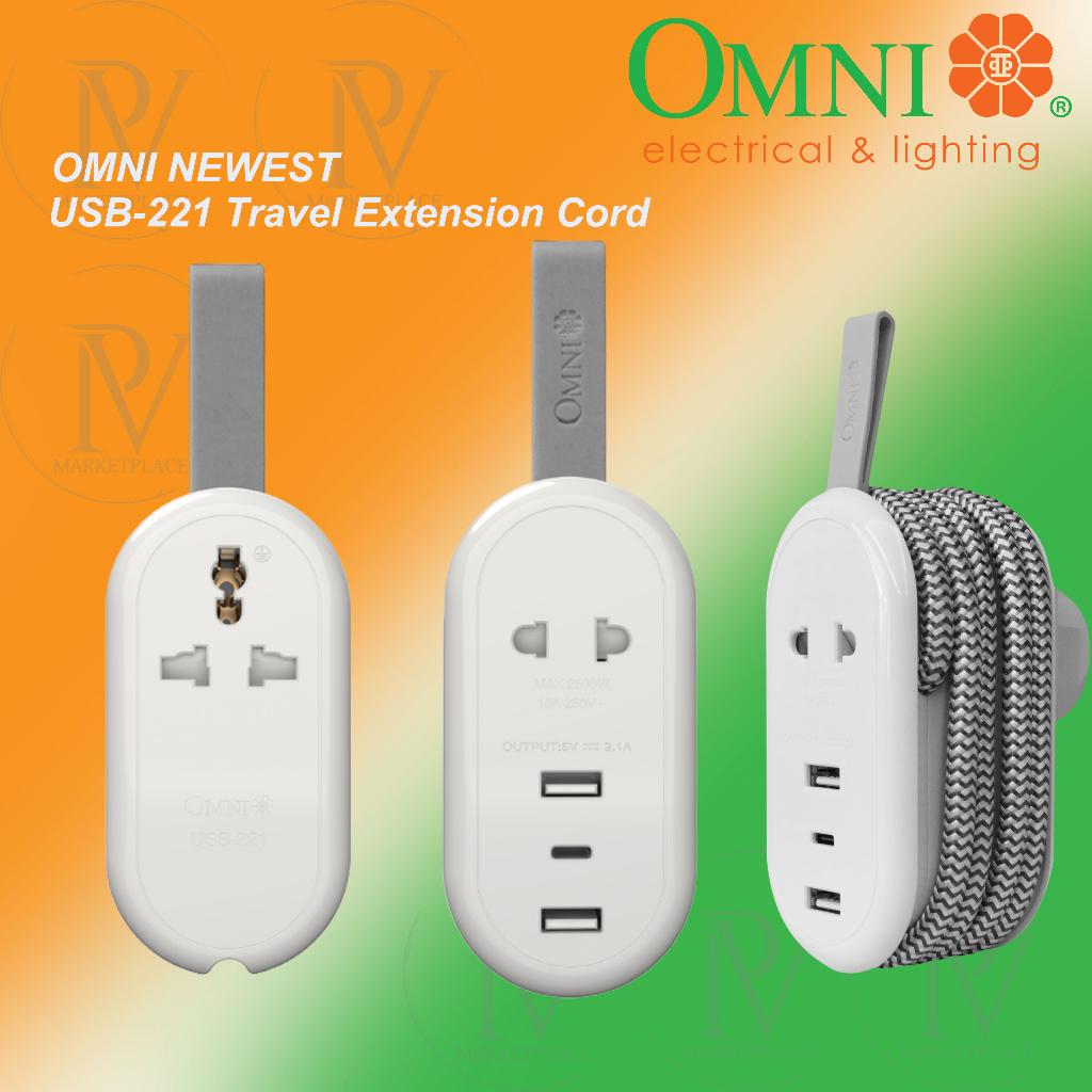 OMNI Pocket Extension Cord w/ USB a and type C Fast Charger | Shopee ...