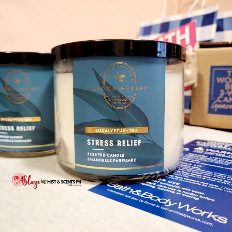Stress Relief Eucalyptus+TEA 3 Wick Candle by Bath & Body Works