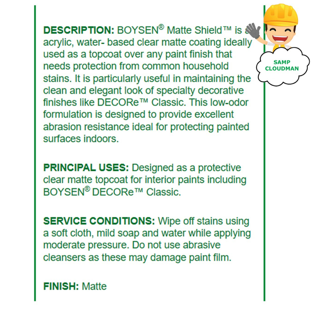 Boysen Matte Shield™ B-4600 Clear Matte Coating Gallon 4 Liters Flat ...