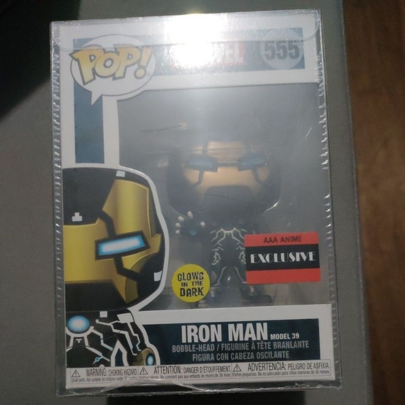 Figura In Vinile Iron Man Model 39 #555 Marvel – Luminosa Al Buio – Esclusiva AAA Anime Con Custodia Protettiva Ecotek
