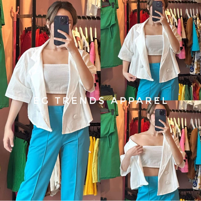 105 EG Trends 2-in-1 Crop Top Polo with Tube | Corporate Attire | S-L ...