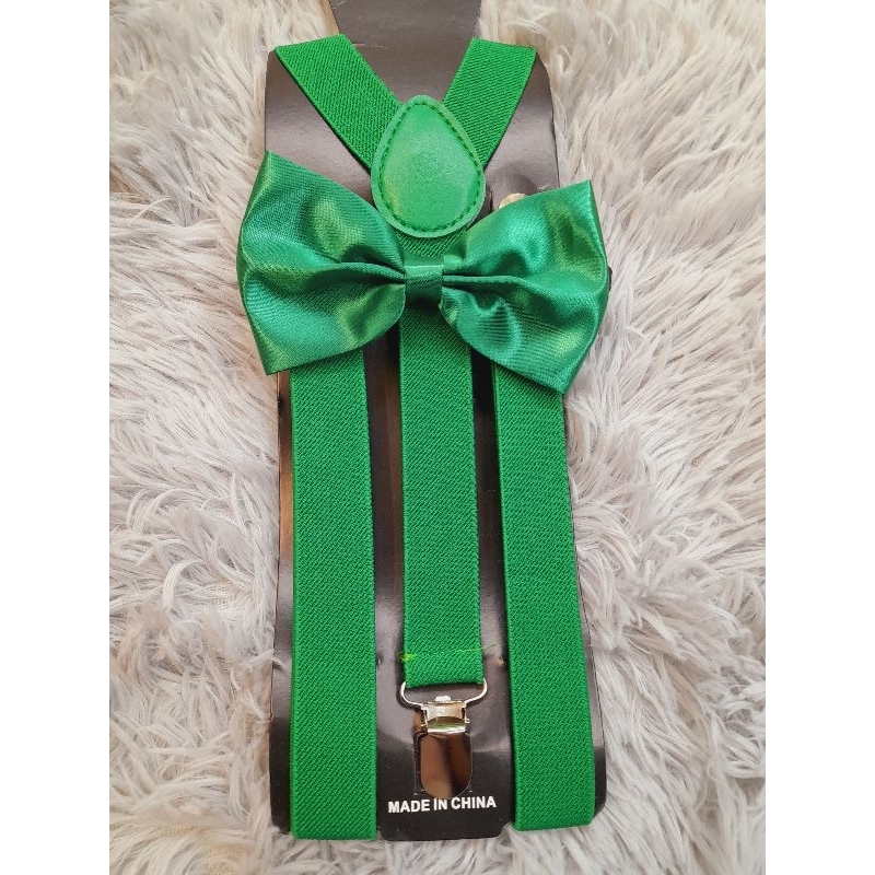 EMERALD GREEN Suspender with bowtie set Shopee Philippines