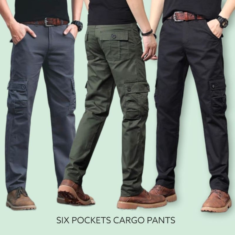 Men's 6 Pockets Cargo Pants 28-36 | Shopee Philippines