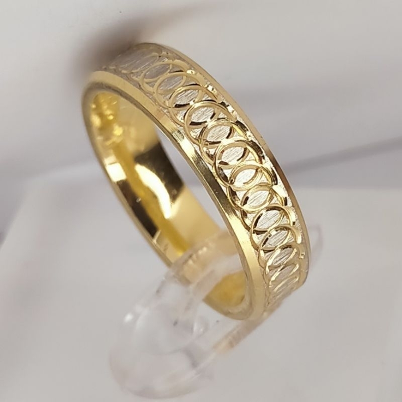 RM 1 PIECE SINGLE RING TWO TONE FREE ENGRAVED NAME 5MMX1MM | Shopee ...