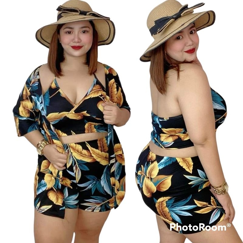 PLUSSIZE 3IN1 KIMONO SET SWIMWEAR FOR WOMENS Shopee Philippines