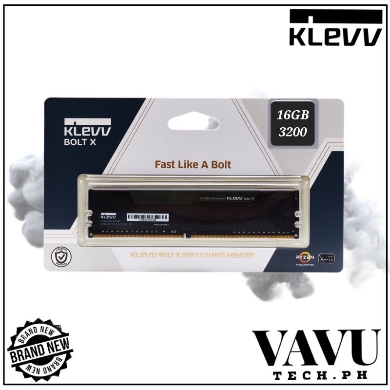 Klevv Bolt X 8GB or 16GB CL16 DDR4 3200mhz Gaming Memory with