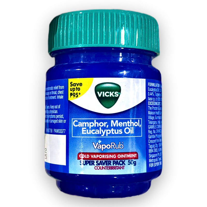 Original Vicks 50g VapoRub Cold Vaporising Ointment; Camphor, Menthol ...