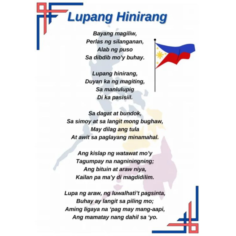 LUPANG HINIRANG Laminated Wall Chart | Shopee Philippines