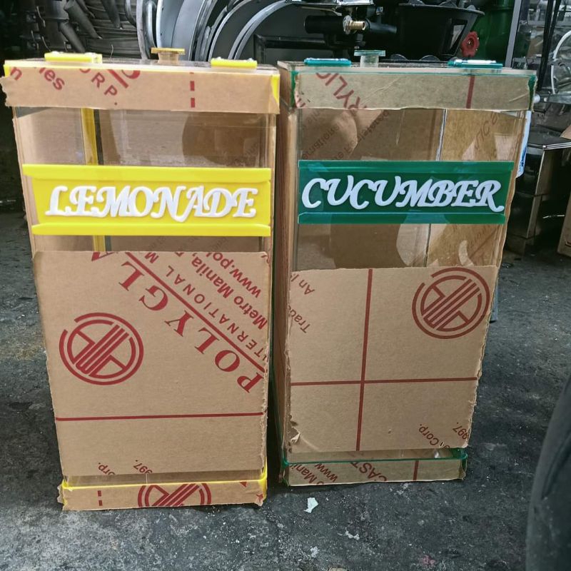 10Liters Square Acrylic Juice Container with free label Medium size