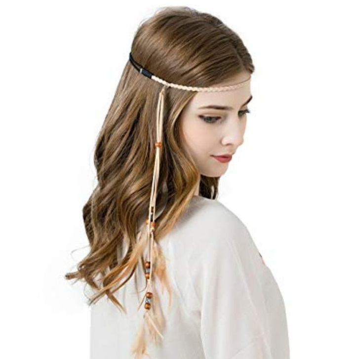 Handmade bohemian indian gypsy ethnic style feather headband (boho hair accessories) Shopee