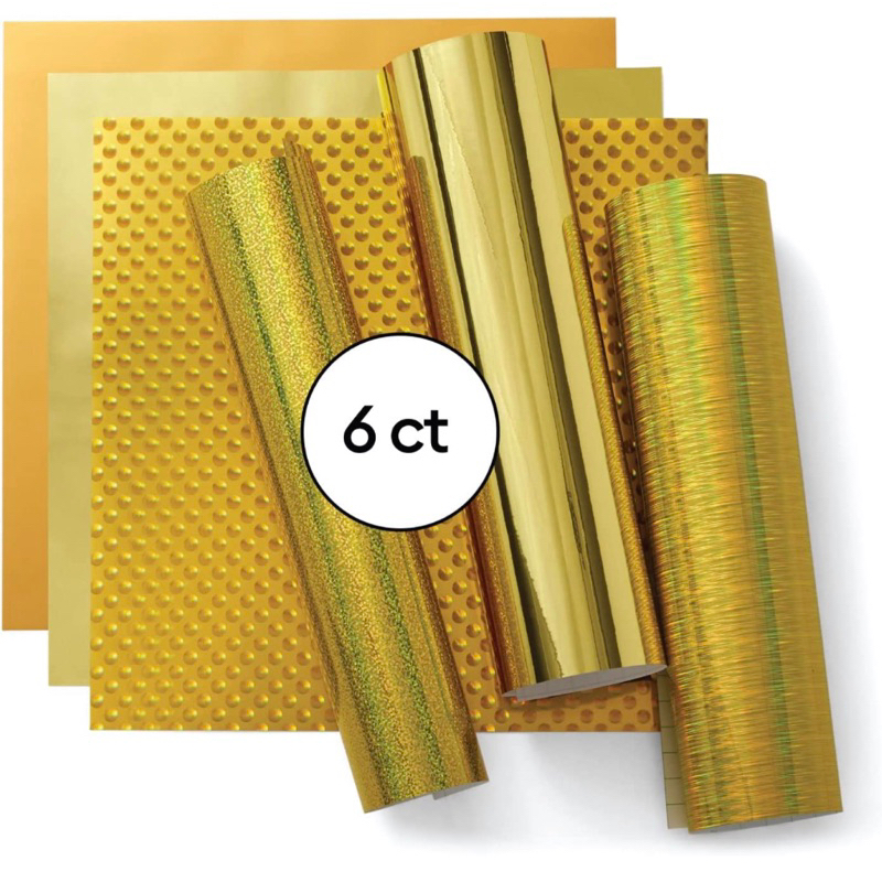 Cricut Vinyl Permanent Holographic Gold Sampler, 12x12 Vinyl Sheets