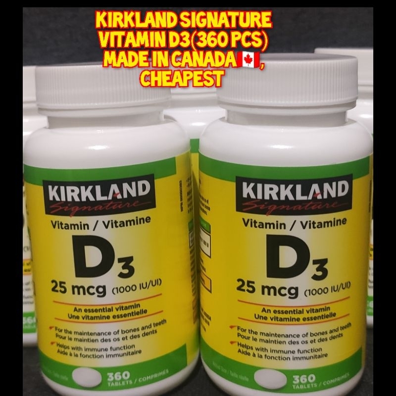 Kirkland Signature Vitamin D3, 25mcg (1000IU/UI),360 tabs Canada🇨🇦