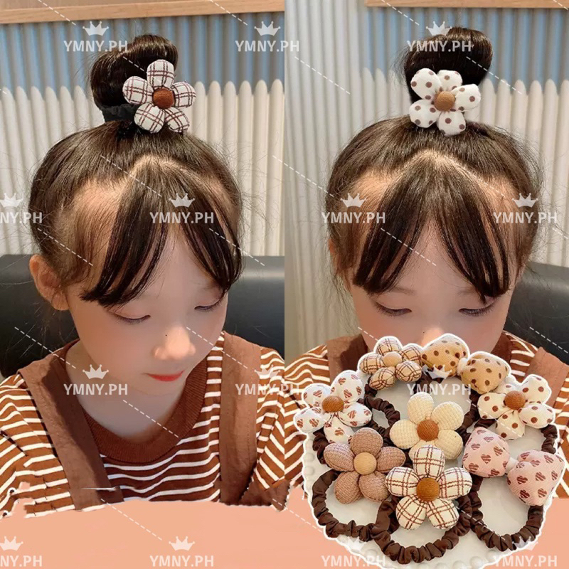 Coffee color flower hair rope female small intestine hair ring | Shopee ...