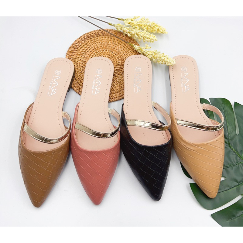 Korean Women's Pointed Closed Toe Flat Sandals Mules | Shopee Philippines