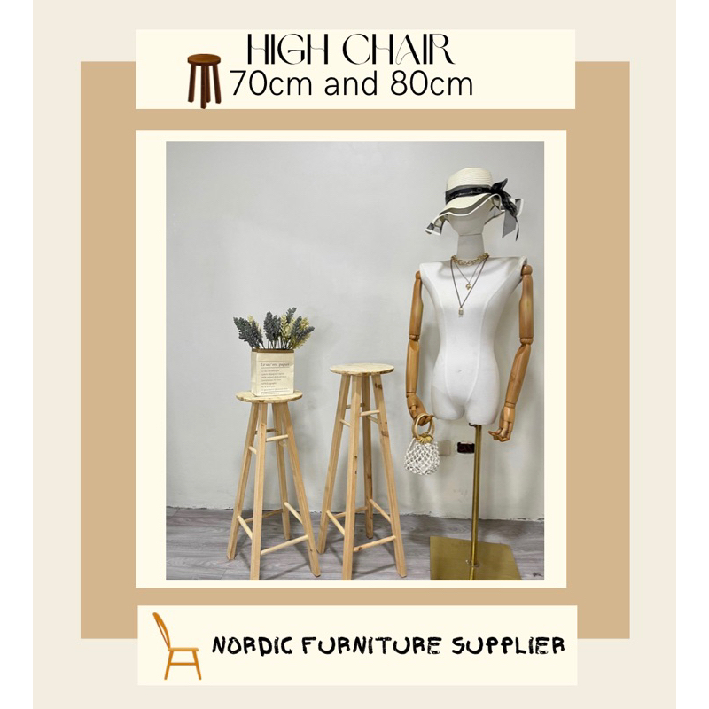 Nordik wooden high online chair