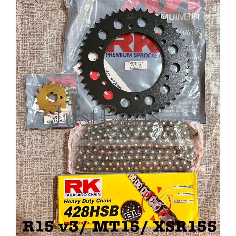 RK RACING CHAIN & SPROCKET SET R15 V3 | MT-15 | XSR155 (428) | Shopee ...