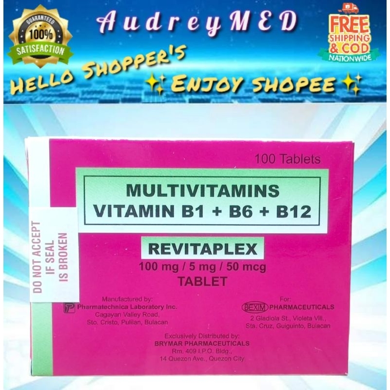 Revitaplex Zerru B Plex Vitamin B Complex 100 Tablet Shopee Philippines