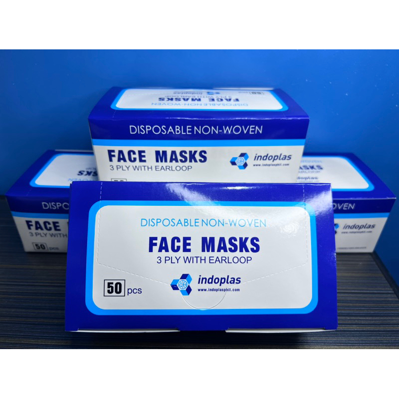 Indoplas Disposable Face Mask 3-ply with Earloop 50pcs | Shopee Philippines