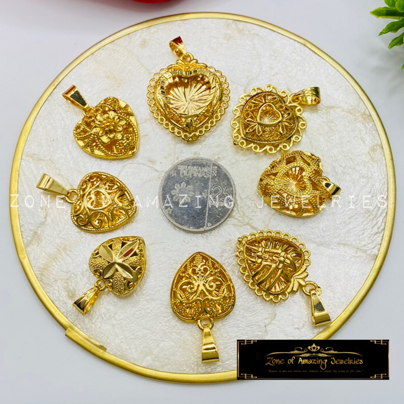zoaj.ph 21K Filigree Heart Necklace with Round Lock Chains | Shopee ...