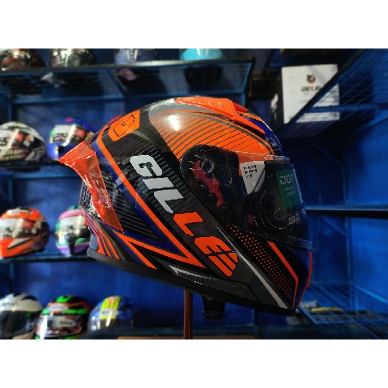 Gille Helmet Rapid Black/Orange Free Lens Iridium And Spoiler | Shopee ...