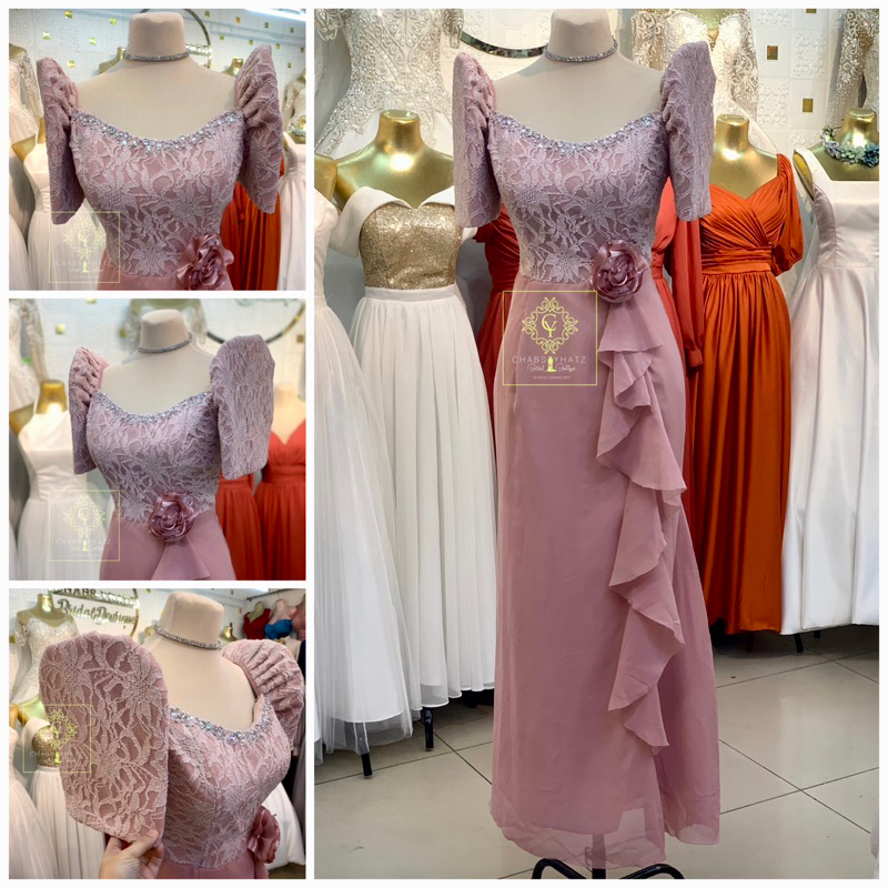 Blushpink Modern Filipiniana in chiffon fabric Shopee Philippines